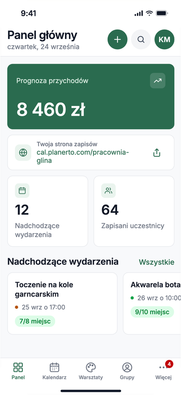 Aplikacja Planerto dla organizatora na iPhonie