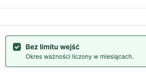 Karnet bez limitu w Planerto — okres ważności bez licznika wejść
