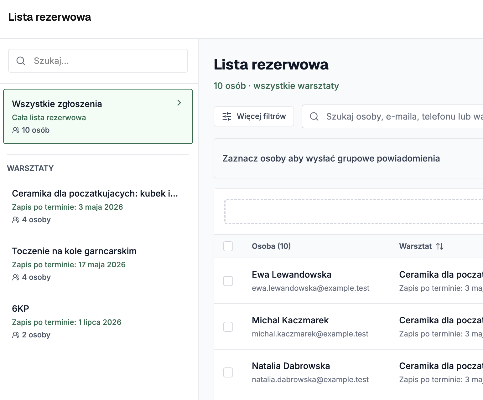 Lista oczekujących w Planerto - zwolnione miejsce i automatyczne powiadomienie uczestnika